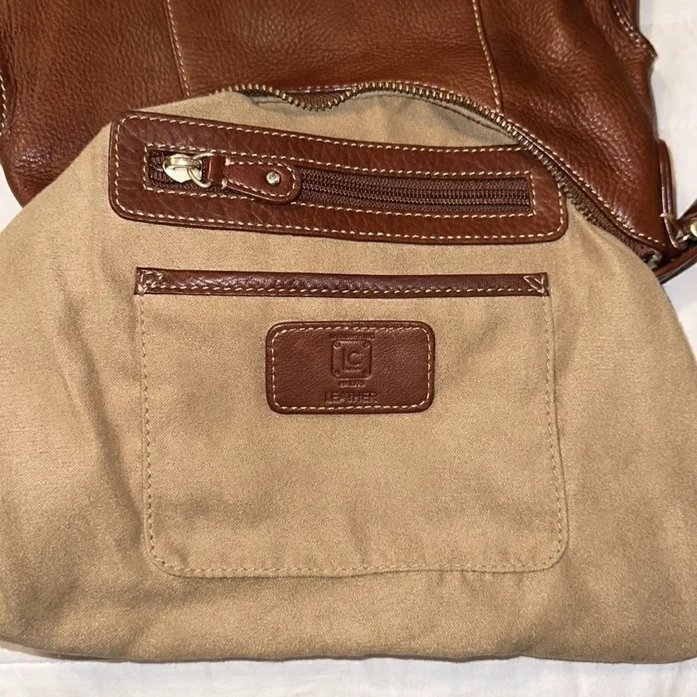 Liz Claiborne Vintage Chestnut Brown Genuine Leather Mini Hobo Bag